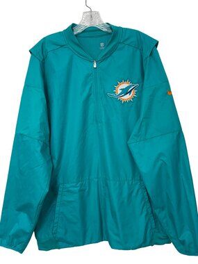 MIAMI DOLPHINS NIKE NFL 3/4 ZIP LONG SLEEVE WINDBREAKER W/ POCKETS MEN'S SIZE L